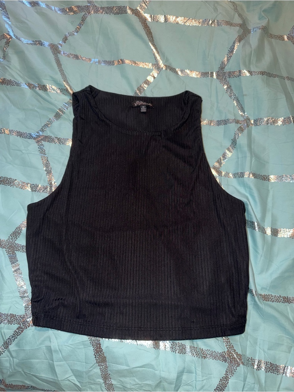 Fashion Nova Black Ribbed Cropped Tank Top